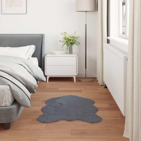 vidaXL Kunstschaffell Teppich Tafalla Anthrazit 60 x 90 cm Polyester
