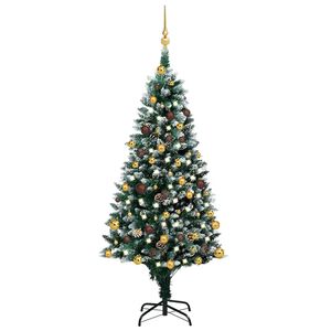 vidaXL K&uuml;nstlicher Weihnachtsbaum mit LEDs Kugeln Zapfen 240 cm