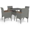 vidaXL 5-tlg. Garten-Essgruppe Grau Poly Rattan und Akazienholz