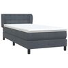 vidaXL Boxspringbett mit Matratze Dunkelgrau 80x210 cm Samt
