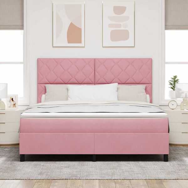 vidaXL Boxspringbett mit Matratze mit Kopfteil Rosa 180 x 200 cm Stoff