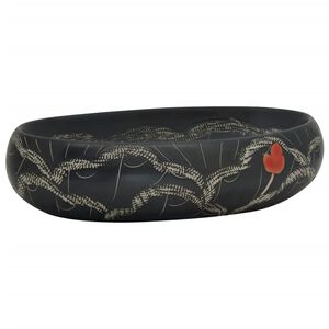 vidaXL Aufsatzwaschbecken Schwarz Oval 59x40x15 cm Keramik