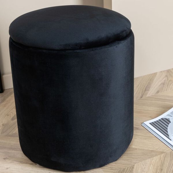 Venture Home Hocker Limpen 32x32x40 cm Samt Schwarz