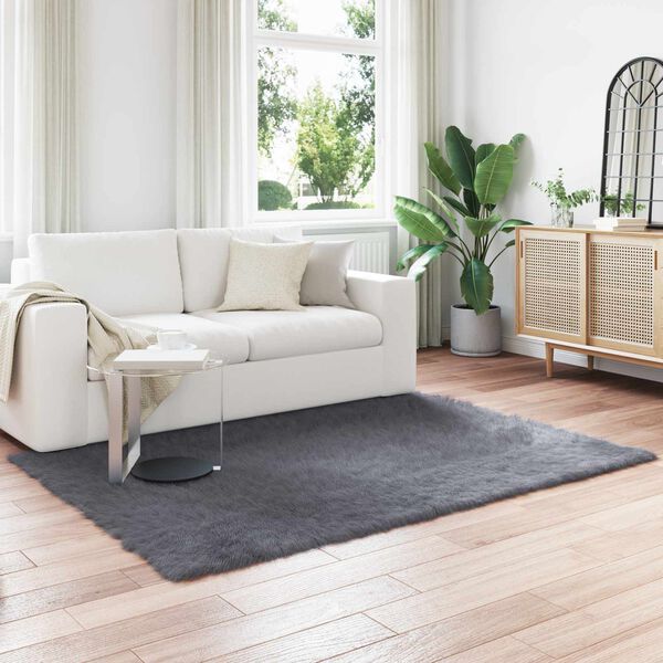 vidaXL Kunstschaffell Teppich Tafalla Anthrazit 160 x 230 cm Polyester