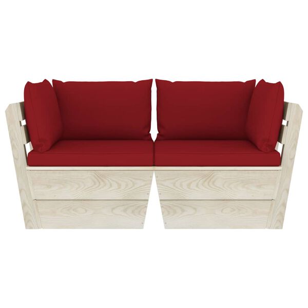vidaXL Garten-Palettensofa 2-Sitzer mit Kissen Fichtenholz