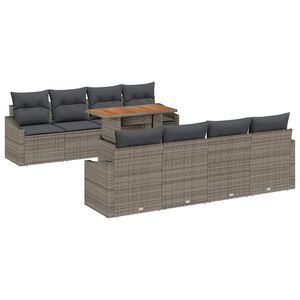 vidaXL Garten Essgruppe mit Kissen 9 pcs Grau und Braun