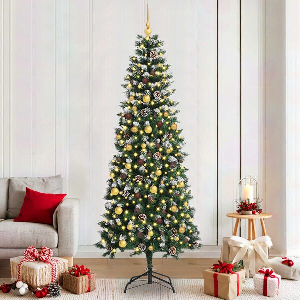 vidaXL K&uuml;nstlicher Weihnachtsbaum mit 300 LEDs mit St&auml;nder Gr&uuml;n 210 cm