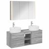 vidaXL Badezimmerm&ouml;bel-Set 4 Stk. Grau Sonoma Ingenieurholz und Glas