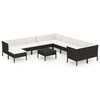 vidaXL 12-tlg. Garten-Lounge-Set mit Auflagen Poly Rattan Schwarz