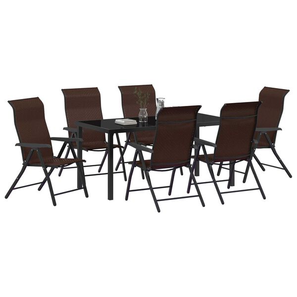 vidaXL Garten Essgruppe 7 pcs Braun Poly Rattan