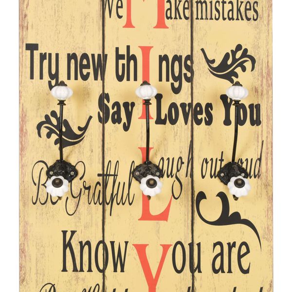 vidaXL Wandgarderobe mit 6 Haken 120 x 40 cm "FAMILY"