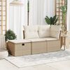 vidaXL Gartenhocker mit Kissen Beige 55x55x37 cm Poly Rattan