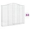 vidaXL Gabionen mit Hochbogen 4 Stk. 200x30x160/180cm Verzinktes Eisen