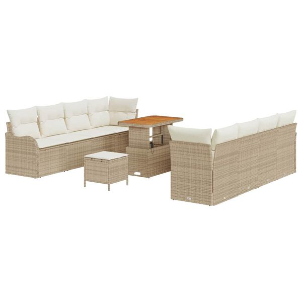 vidaXL Garten-Sofa-Set 11 pcs Beige Poly-Rattan