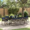 vidaXL Garten Essgruppe mit Kissen 9 pcs Grau Poly-Rattan