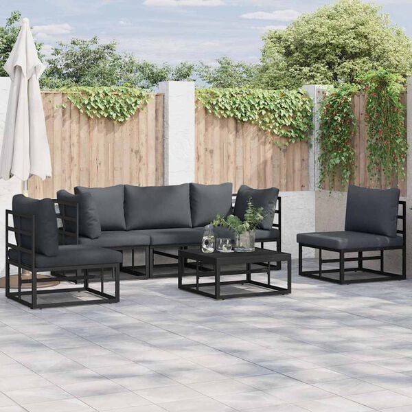 vidaXL Gartensofa-set mit Kissen 5 pcs Schwarz Aluminium