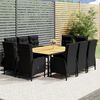 vidaXL 11-tlg. Garten-Essgruppe Poly Rattan Schwarz