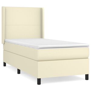 vidaXL Boxspringbett mit Matratze Creme 100x200 cm Kunstleder