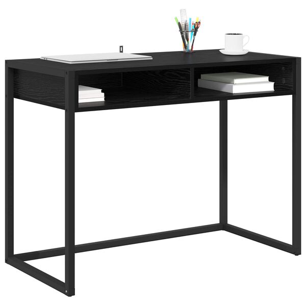 vidaXL Schreibtisch mit Speicher Schwarz Eichen-Optik 100 x 50 x 75 cm