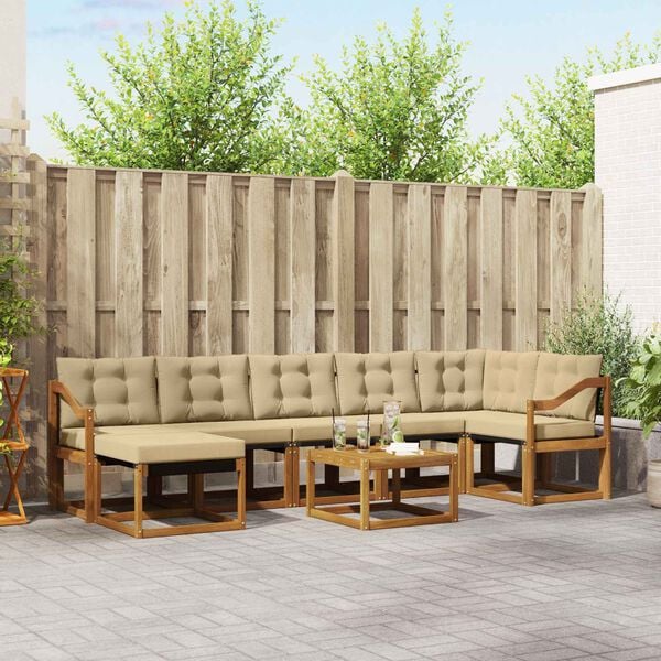 vidaXL Outdoor-Sofagarnitur mit Kissen 8 pcs Natur und Beige