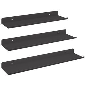 vidaXL Schwebendes Regal 3 pcs Schwarz 40 x 9 x 2,5 cm Stahl