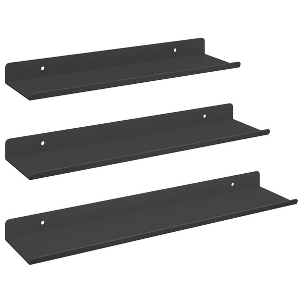 vidaXL Schwebendes Regal 3 pcs Schwarz 40 x 9 x 2,5 cm Stahl
