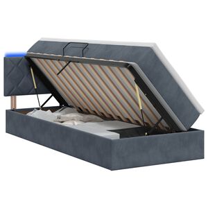 vidaXL LED-Speicherbett mit Matratze Dunkelgrau 90 x 200 cm Samt