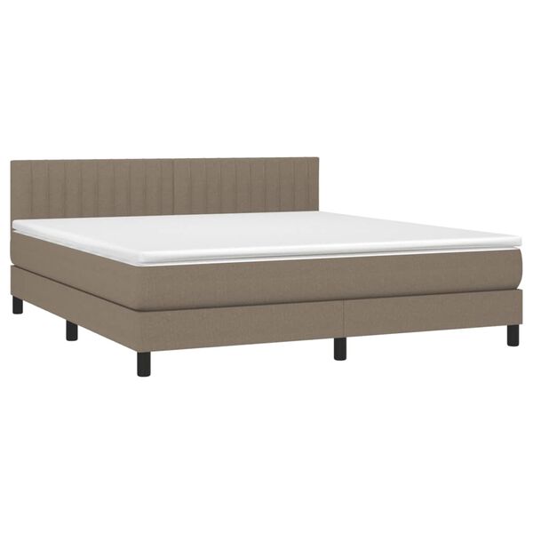 vidaXL Boxspringbett mit Matratze & LED Taupe 180x200 cm Stoff