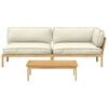 vidaXL Sofa Set mit Kissen Uni 3 pcs Creme Massivholz Akazie