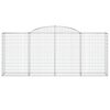 vidaXL Gabionen mit Hochbogen 2 Stk. 300x50x120/140cm Verzinktes Eisen