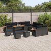 vidaXL Gartensofa-set mit Kissen 14 pcs Schwarz