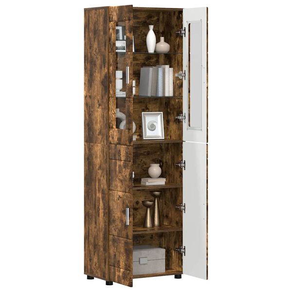 vidaXL Highboard mit Regal FLORIN Ger&auml;ucherte Eiche 60 x 35 x 182 cm
