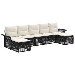 vidaXL Gartensofa-set 7 stk. Schwarz Poly-Rattan