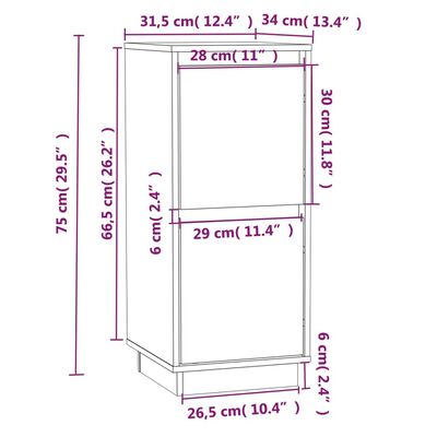 vidaXL Sideboard Grau 31,5x34x75 cm Massivholz Kiefer