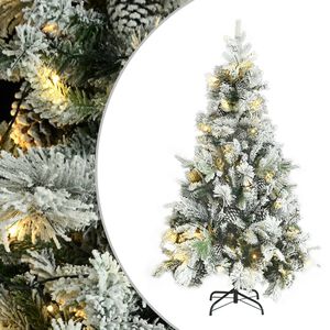 vidaXL Weihnachtsbaum mit Beleuchtung Schnee und Zapfen 195 cm PVC&PE