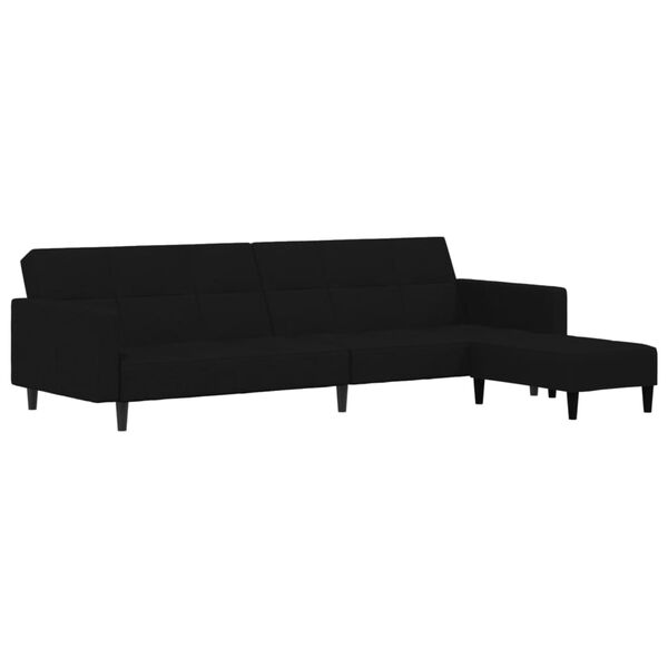 vidaXL Schlafsofa 2-Sitzer mit Hocker Schwarz Mikrofasergewebe