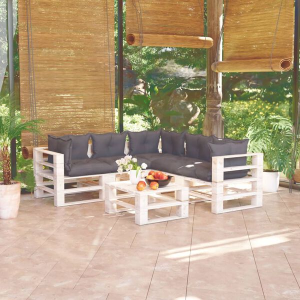 vidaXL 6-tlg. Garten-Lounge-Set aus Paletten mit Kissen Kiefernholz
