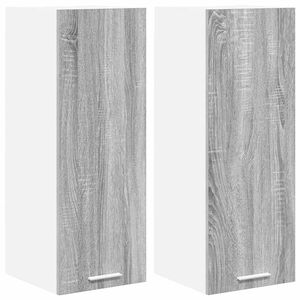 vidaXL H&auml;ngeschrank mit T&uuml;r 2 pcs Grau Sonoma und Wei&szlig; 30 x 31 x 80 cm