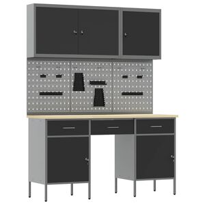 vidaXL Werkbank 8 stk. Schwarz Ingenieure Holz und Stahl