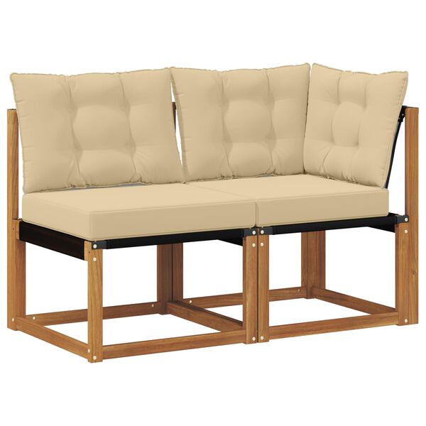 vidaXL Outdoor Mittel- und Ecksofa mit Kissen 2 St&uuml;ck Natur