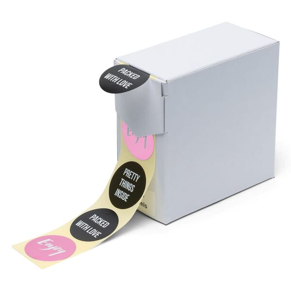 rillprint Geschenk-Aufkleber 250 Stk. x 4 Rollen Rosa, Braun & Schwarz