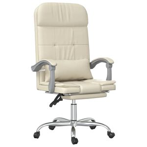 vidaXL B&uuml;rostuhl mit Massagefunktion Creme Kunstleder