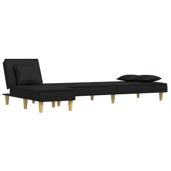vidaXL Schlafsofa in L-Form Schwarz 255x140x70 cm Stoff