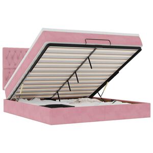vidaXL Ottoman-Bett mit Matratzen & LEDs Rosa 160x200 cm Samt