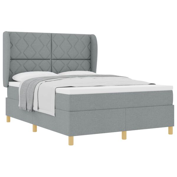vidaXL Boxspringbett mit Matratze Dunkelgrau 90x190 cm Hellgrau Stoff