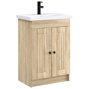 vidaXL Badezimmerm&ouml;bel-Set Sonoma-Eiche 56 x 37,5 x 81 cm