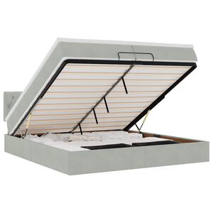 vidaXL Ottoman-Bett mit Matratzen & LEDs Hellgrau 200x200 cm Samt