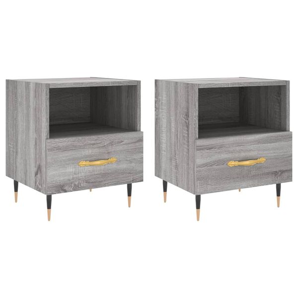 vidaXL Nachttische 2 Stk. Grau Sonoma 40x35x47,5 cm Holzwerkstoff