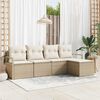 vidaXL Sofa Set mit Kissen 5 pcs Beige und Creme Poly-Rattan