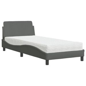 vidaXL Bett mit Matratze "Dover" Dunkelgrau 80x200 cm Stoff